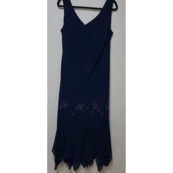 VTG Women's S.L.Fashions Two Piece Navy Flowy Maxi Formal Dress Set Sz 18W, NWOT - Picture 6 of 15